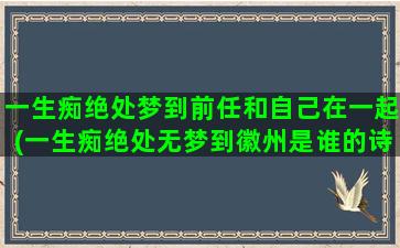 一生痴绝处梦到前任和自己在一起(一生痴绝处无梦到徽州是谁的诗句)