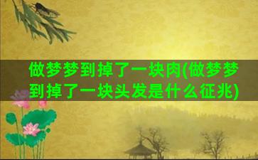 做梦梦到掉了一块肉(做梦梦到掉了一块头发是什么征兆)