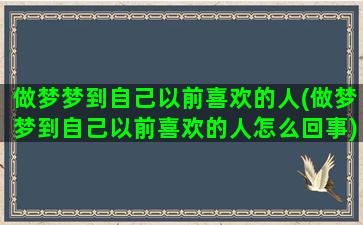 做梦梦到自己以前喜欢的人(做梦梦到自己以前喜欢的人怎么回事)