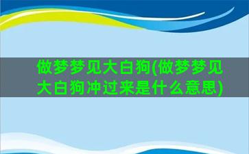 做梦梦见大白狗(做梦梦见大白狗冲过来是什么意思)