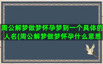 周公解梦做梦怀孕梦到一个具体的人名(周公解梦做梦怀孕什么意思)