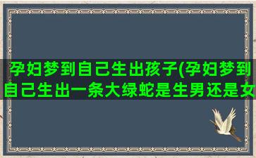 孕妇梦到自己生出孩子(孕妇梦到自己生出一条大绿蛇是生男还是女)