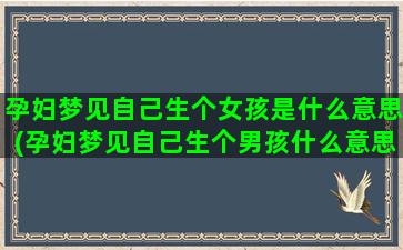 孕妇梦见自己生个女孩是什么意思(孕妇梦见自己生个男孩什么意思)