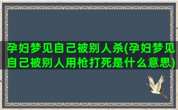 孕妇梦见自己被别人杀(孕妇梦见自己被别人用枪打死是什么意思)