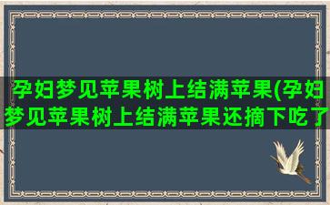 孕妇梦见苹果树上结满苹果(孕妇梦见苹果树上结满苹果还摘下吃了)