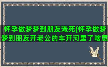 怀孕做梦梦到朋友淹死(怀孕做梦梦到朋友开老公的车开河里了啥意思)