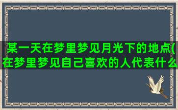 某一天在梦里梦见月光下的地点(在梦里梦见自己喜欢的人代表什么)