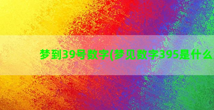 梦到39号数字(梦见数字395是什么意思)