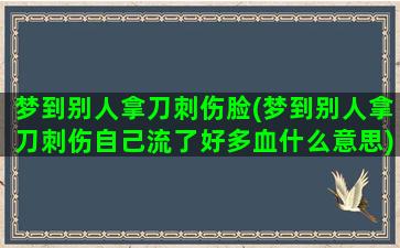 梦到别人拿刀刺伤脸(梦到别人拿刀刺伤自己流了好多血什么意思)