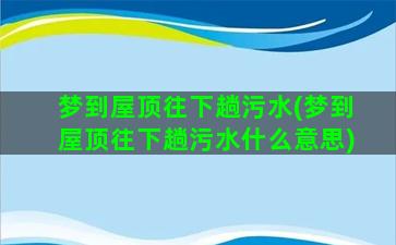 梦到屋顶往下趟污水(梦到屋顶往下趟污水什么意思)