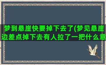 梦到悬崖快要掉下去了(梦见悬崖边差点掉下去有人拉了一把什么意思)