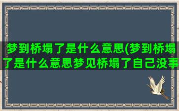 梦到桥塌了是什么意思(梦到桥塌了是什么意思梦见桥塌了自己没事)