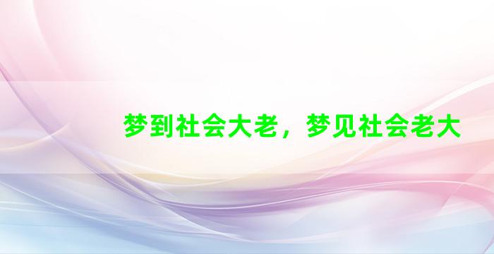 梦到社会大老，梦见社会老大