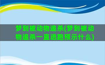 梦到被动物追杀(梦到被动物追杀一直逃跑预示什么)