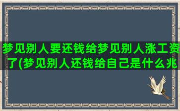 梦见别人要还钱给梦见别人涨工资了(梦见别人还钱给自己是什么兆头)