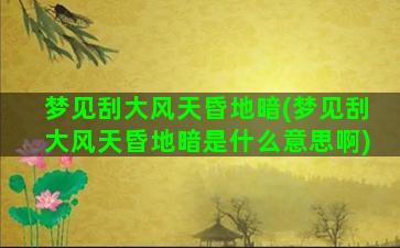 梦见刮大风天昏地暗(梦见刮大风天昏地暗是什么意思啊)