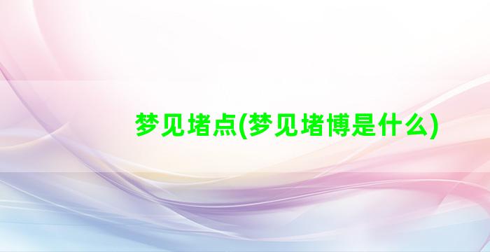 梦见堵点(梦见堵博是什么)