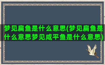 梦见扁鱼是什么意思(梦见扁鱼是什么意思梦见咸平鱼是什么意思)