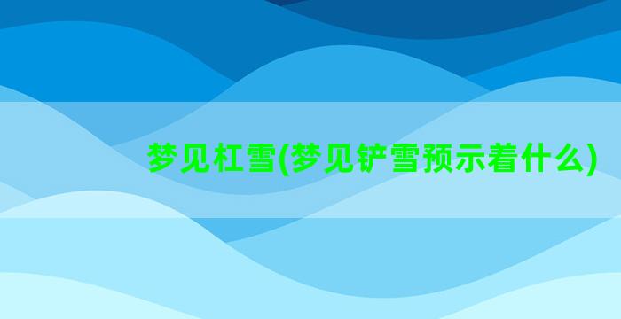 梦见杠雪(梦见铲雪预示着什么)