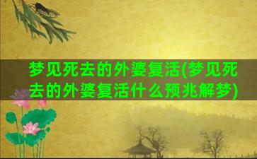 梦见死去的外婆复活(梦见死去的外婆复活什么预兆解梦)