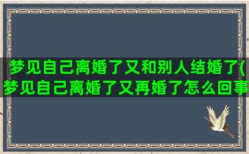 梦见自己离婚了又和别人结婚了(梦见自己离婚了又再婚了怎么回事)