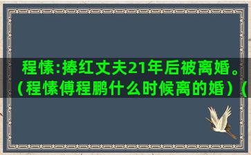 程愫:捧红丈夫21年后被离婚。（程愫傅程鹏什么时候离的婚）(程愫的丈夫最新消息)