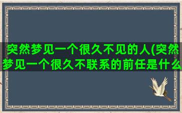 突然梦见一个很久不见的人(突然梦见一个很久不联系的前任是什么意思)