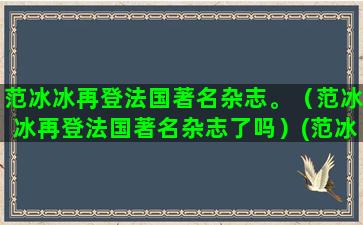 范冰冰再登法国著名杂志。（范冰冰再登法国著名杂志了吗）(范冰冰再登国际杂志)