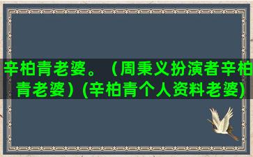 辛柏青老婆。（周秉义扮演者辛柏青老婆）(辛柏青个人资料老婆)